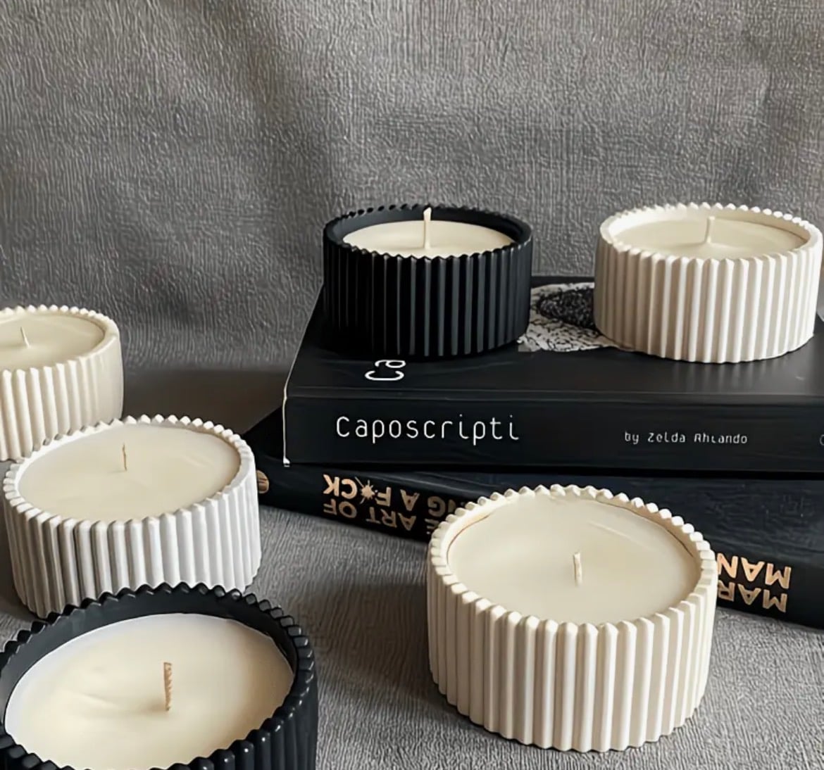 Ribbed eco resin tumbler candle, hand-poured in pure soy wax